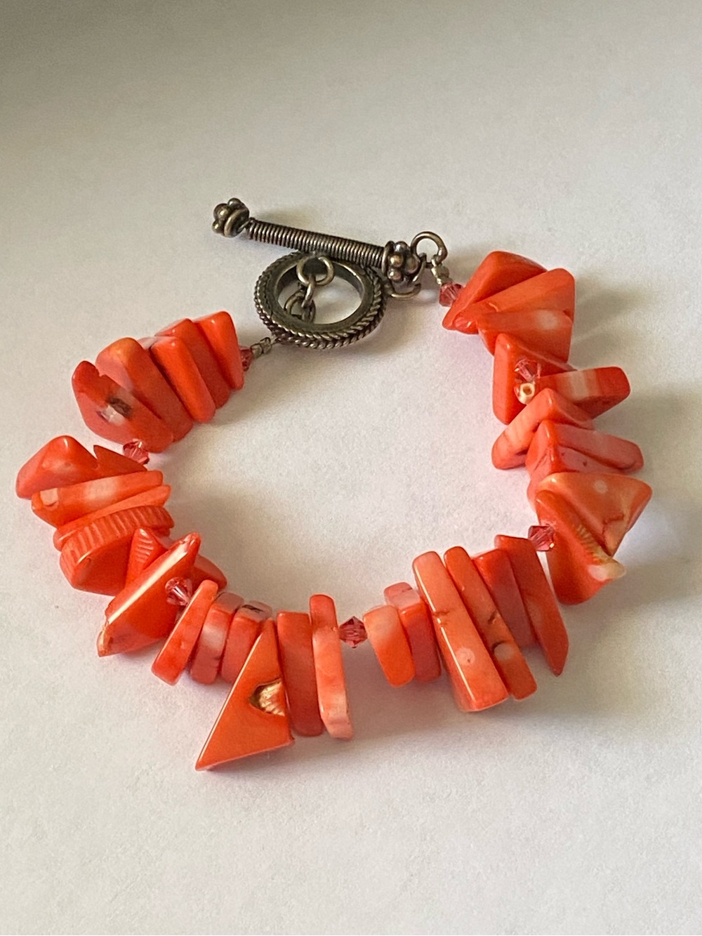 Coral Chip Toggle Bracelet